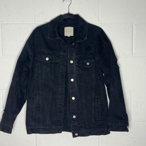 Altard State Black Distressed Denim Jacket Oversized Trucker XS